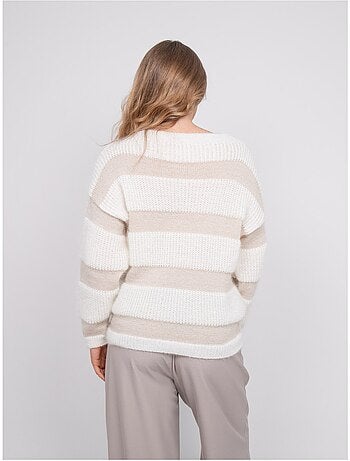 Pull rayures larges maille duveteuse klodel