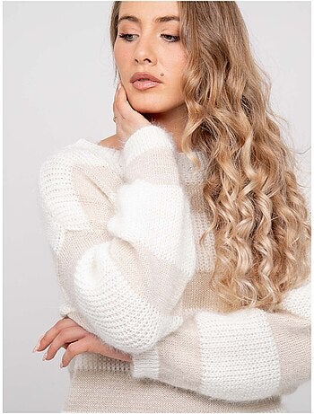 Pull rayures larges maille duveteuse klodel