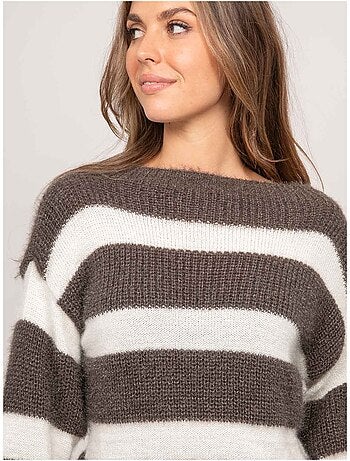 Pull rayures larges maille duveteuse klodel