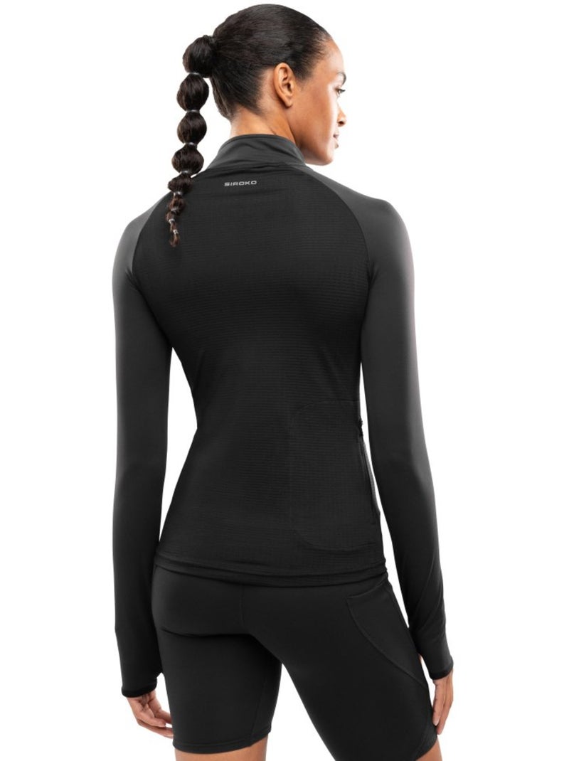 Pull running demi-zip femme fitness femme center Noir - Kiabi