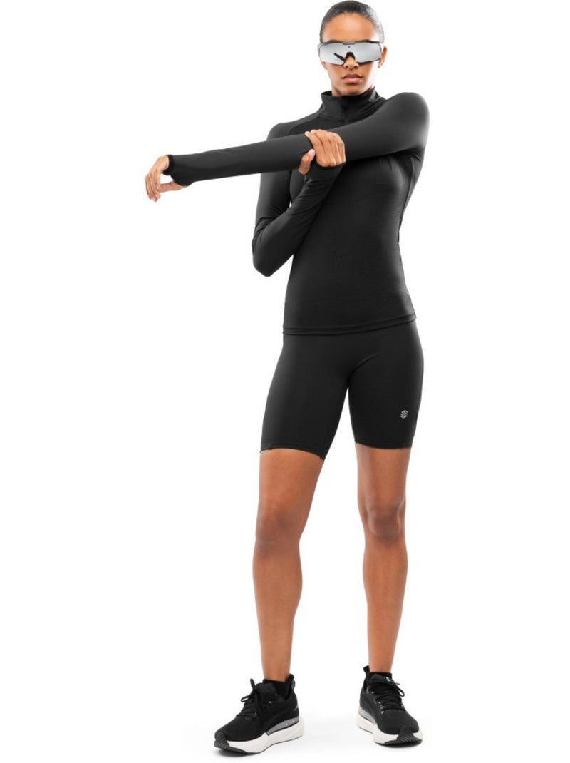 Pull running demi-zip femme fitness femme center Noir - Kiabi
