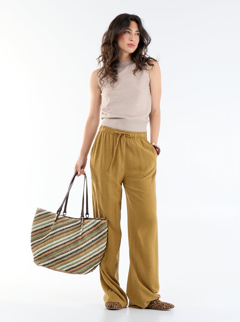 Pull sans manches à col rond Beige - Kiabi