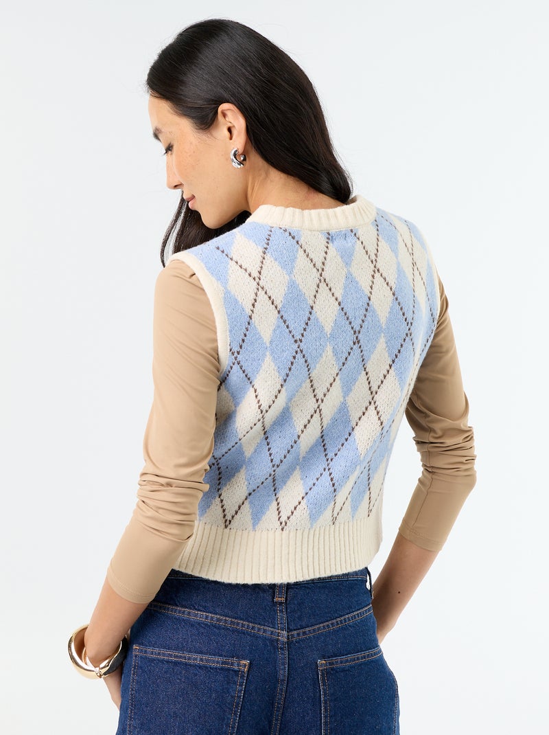 Pull sans manches à motif Beige - Kiabi