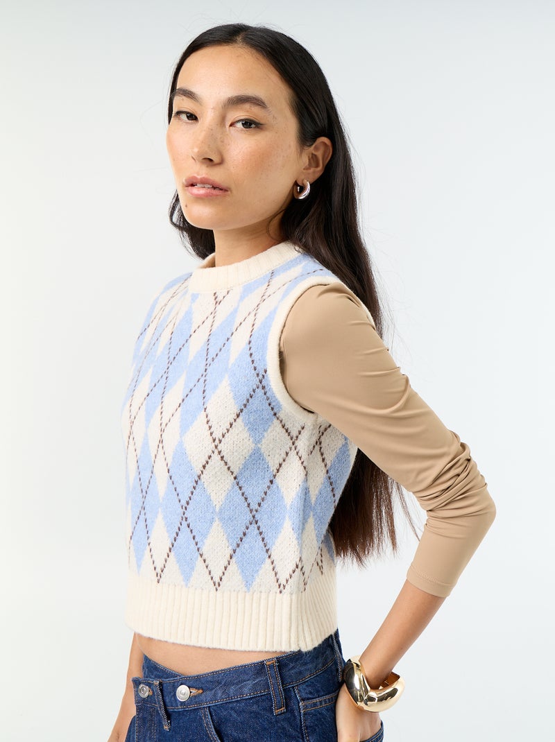 Pull sans manches à motif Beige - Kiabi