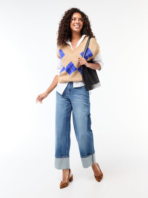 Pull sans manches à motifs losanges - Kiabi