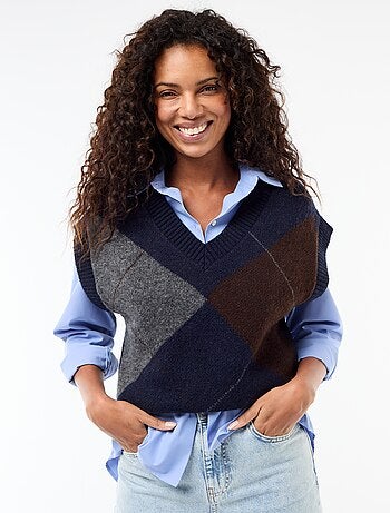 Pull sans manches à motifs losanges