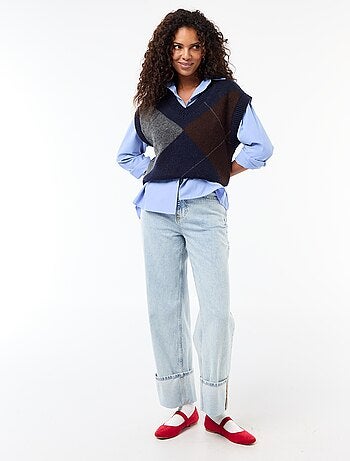 Pull sans manches à motifs losanges