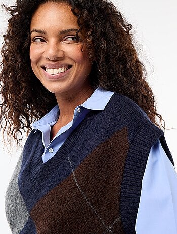 Pull sans manches à motifs losanges