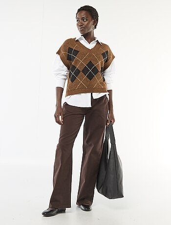 Pull sans manches à motifs losanges