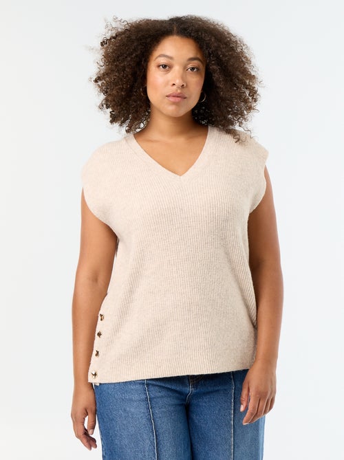 Pull sans manches avec bijoux fantaisies dorés - Kiabi Pull sans manches avec bijoux fantaisies dorés - Kiabi