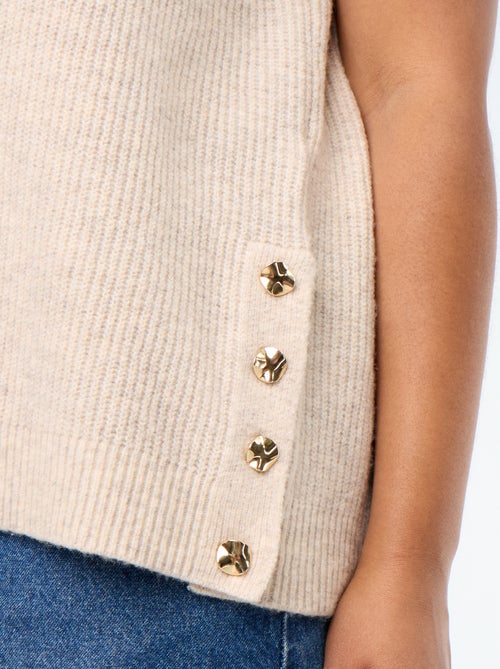 Pull sans manches avec bijoux fantaisies dorés - Kiabi Pull sans manches avec bijoux fantaisies dorés - Kiabi