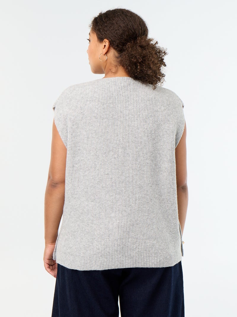 Pull sans manches avec bijoux fantaisies dorés Gris - Kiabi
