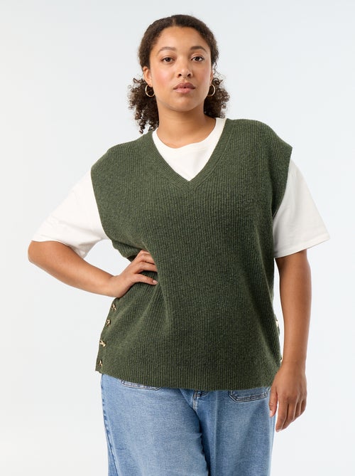 Pull sans manches avec bijoux fantaisies dorés - Kiabi Pull sans manches avec bijoux fantaisies dorés - Kiabi