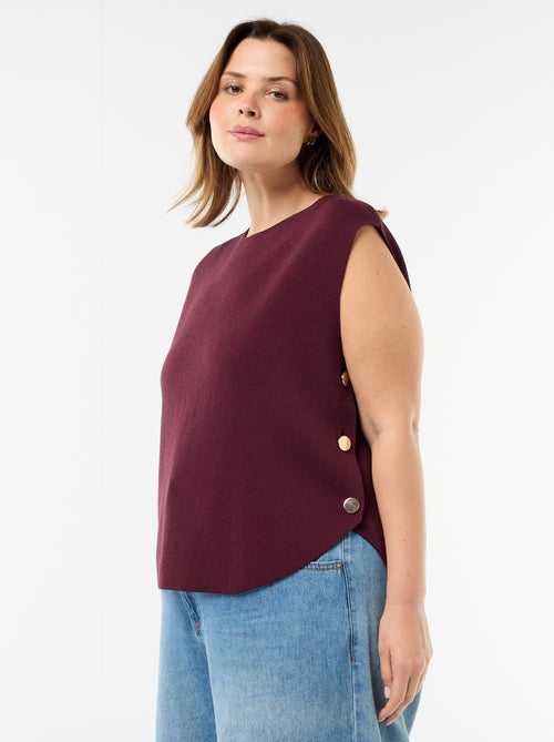 Pull sans manches avec boutons dorés sur côté - Kiabi