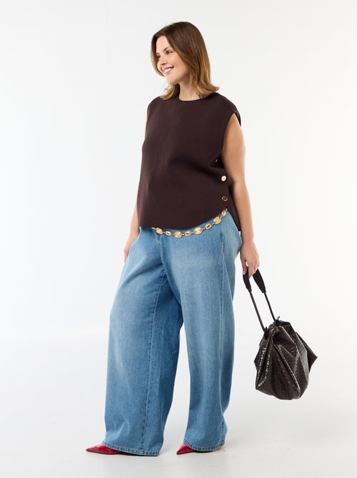 Pull sans manches avec boutons dorés sur côté - Kiabi