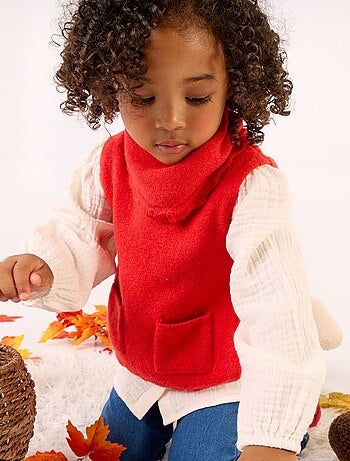 Pull sans manches avec écharpe amovible