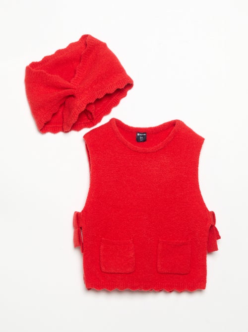 Pull sans manches avec écharpe amovible - Kiabi