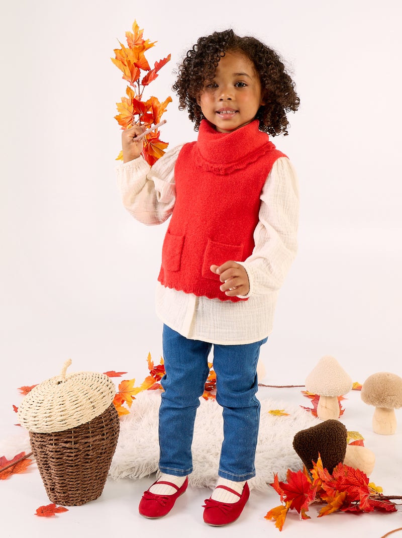Pull sans manches avec écharpe amovible Rouge - Kiabi