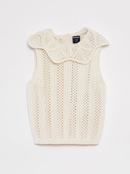 Pull sans manches avec maille et col fantaisistes - Kiabi