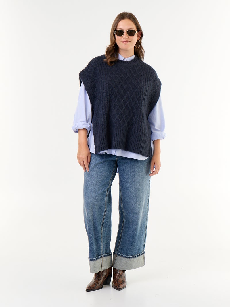 Pull sans manches avec nouette sur les côtés Bleu - Kiabi