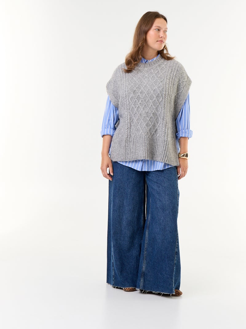 Pull sans manches avec nouette sur les côtés Gris - Kiabi