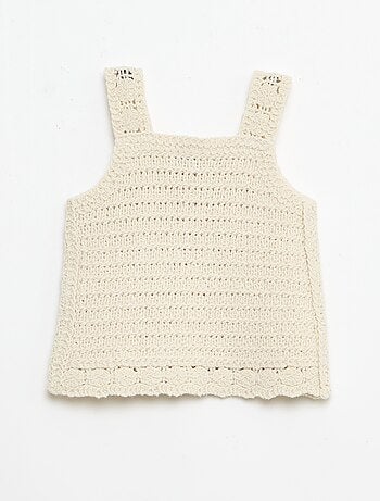 Pull sans manches en crochet avec détails 'fleurs'