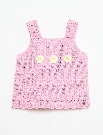 Pull sans manches en crochet avec détails 'fleurs'
