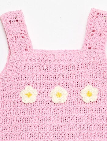 Pull sans manches en crochet avec détails 'fleurs'
