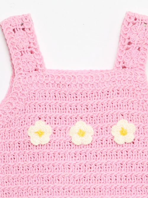 Pull sans manches en crochet avec détails 'fleurs' - Kiabi