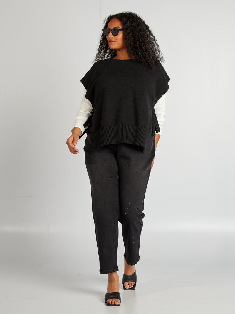 Pull sans manches en laine mélangée noir - Kiabi