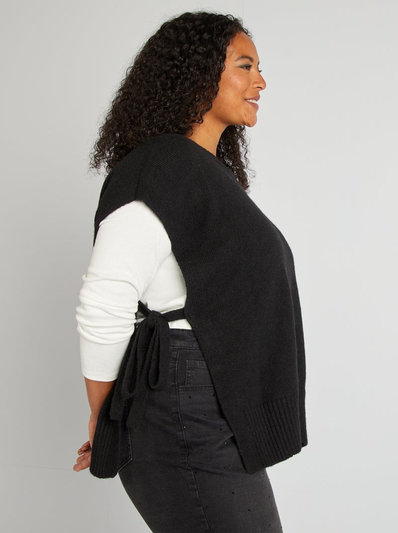 Pull sans manches en laine mélangée noir - Kiabi