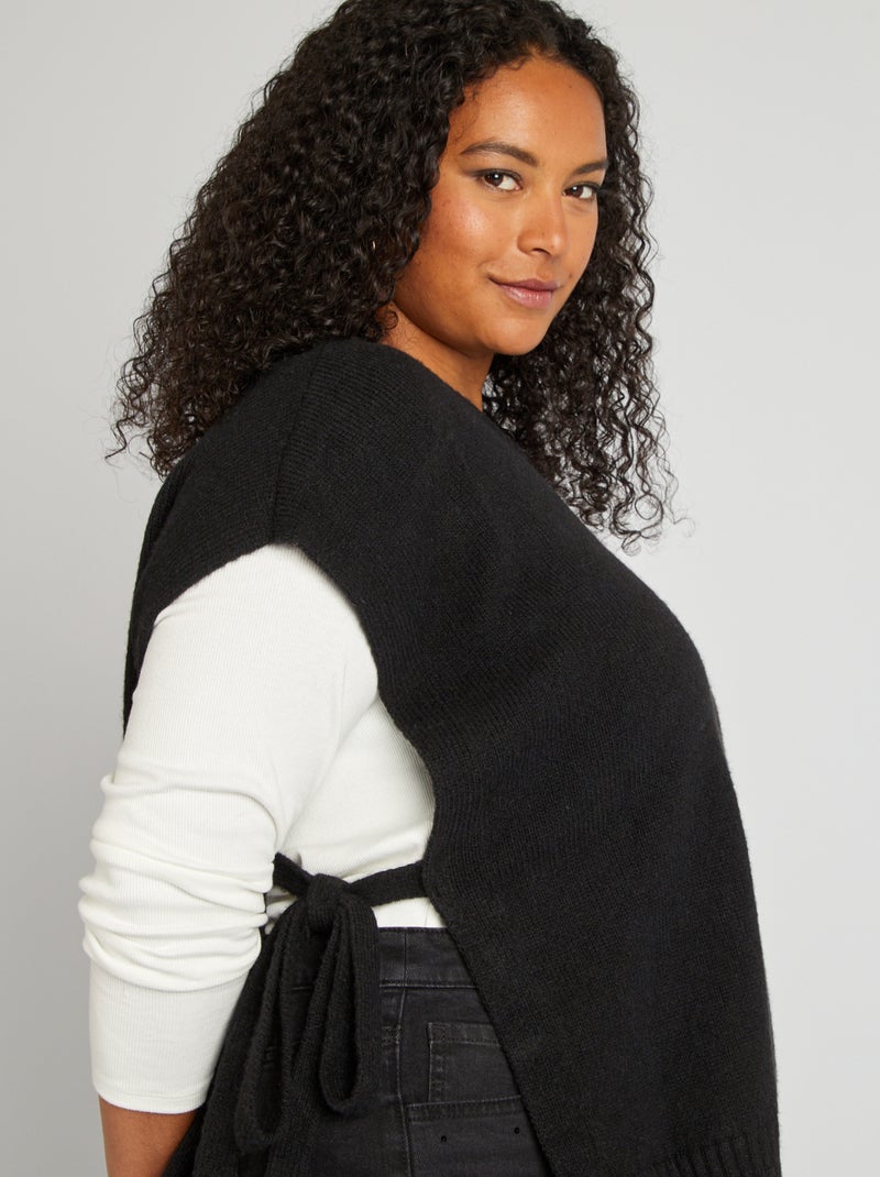 Pull sans manches en laine mélangée noir - Kiabi