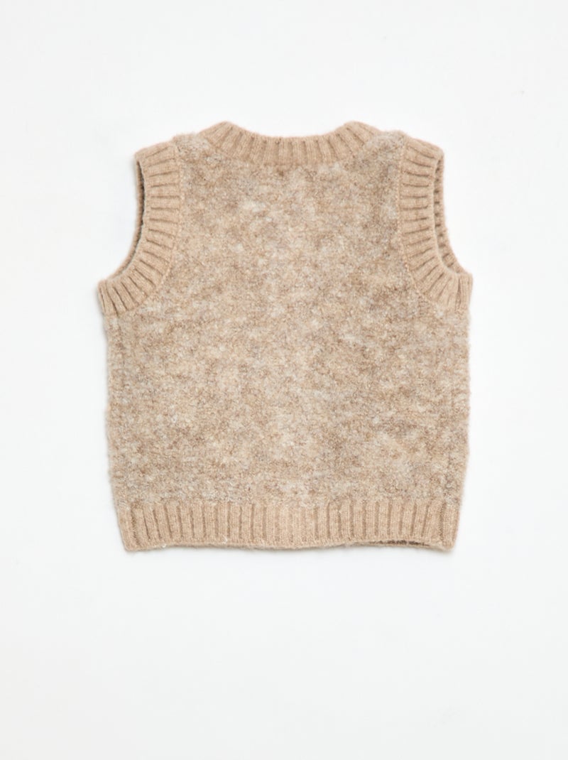 Pull sans manches en maille bouclette Beige - Kiabi