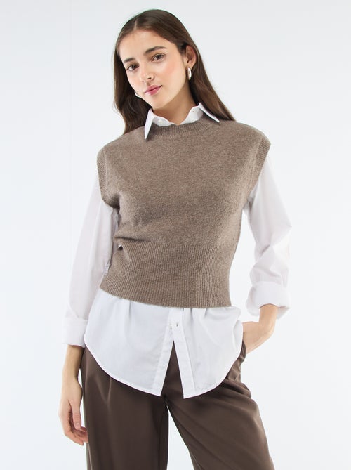 Pull sans manches en maille chaude - Kiabi