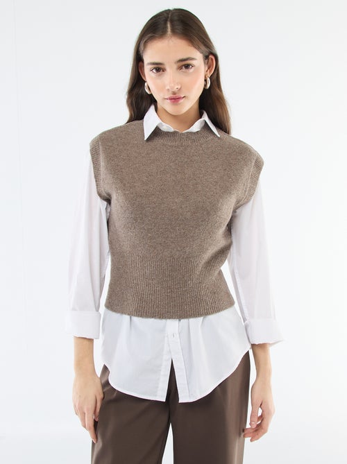 Pull sans manches en maille chaude - Kiabi