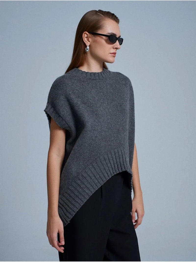 Pull sans manches en maille côtelée dilvin Gris Noir - Kiabi