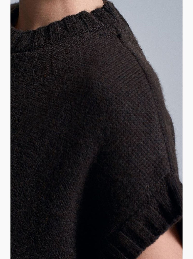 Pull sans manches en maille côtelée dilvin Marron foncé - Kiabi