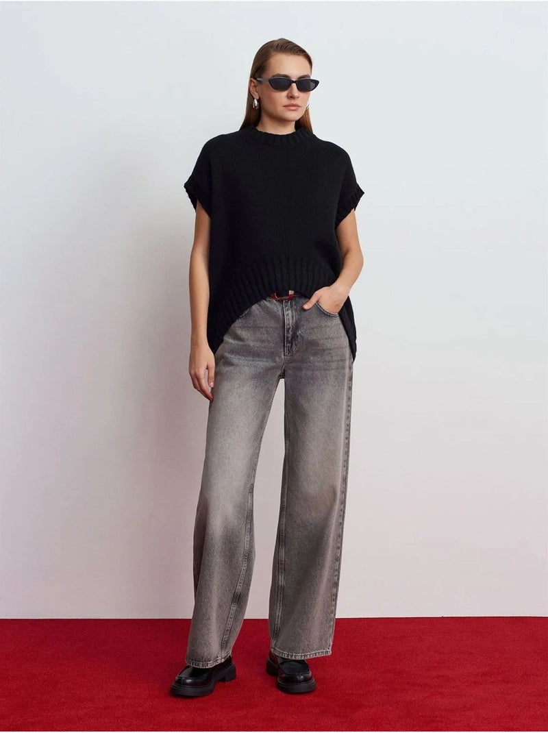 Pull sans manches en maille côtelée dilvin Noir - Kiabi