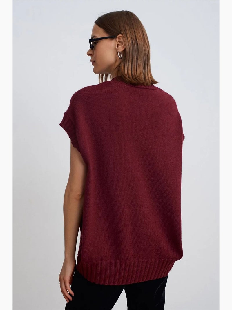 Pull sans manches en maille côtelée dilvin Rouge bordeaux - Kiabi