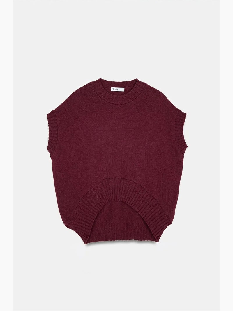 Pull sans manches en maille côtelée dilvin Rouge bordeaux - Kiabi
