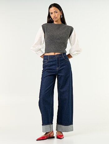 Pull sans manches en maille grosse jauge