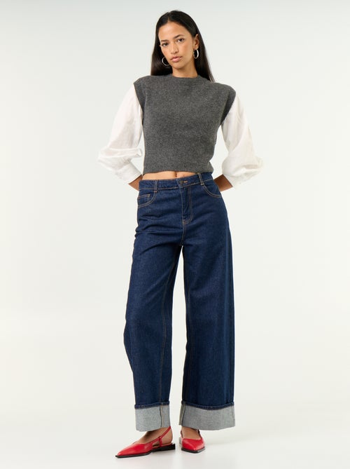 Pull sans manches en maille grosse jauge - Kiabi