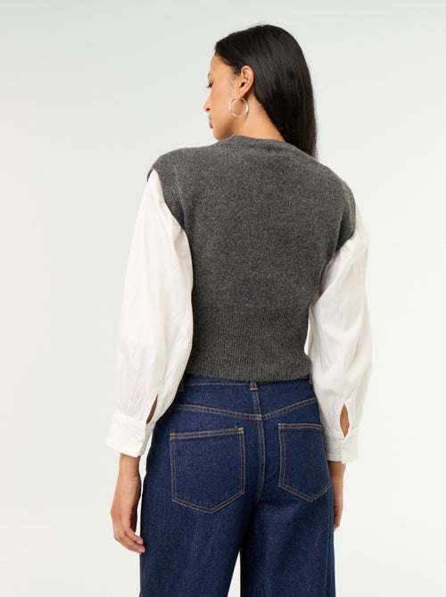 Pull sans manches en maille grosse jauge - Kiabi