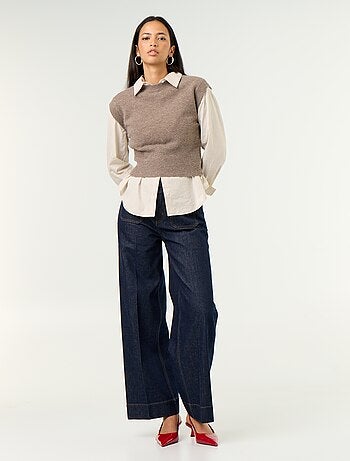Pull sans manches en maille grosse jauge