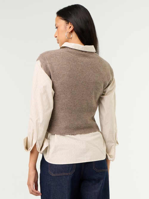 Pull sans manches en maille grosse jauge - Kiabi