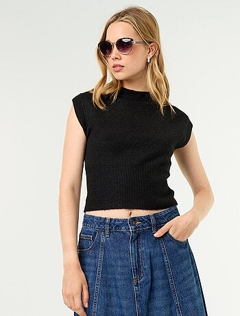 Pull sans manches en maille grosse jauge