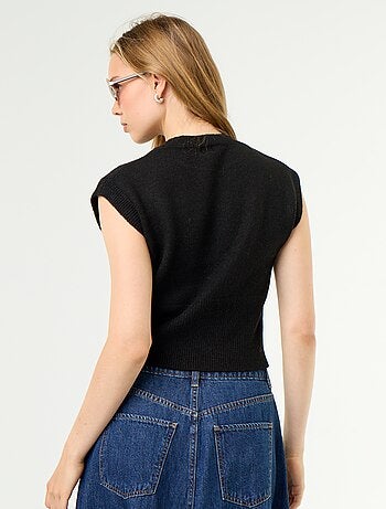 Pull sans manches en maille grosse jauge