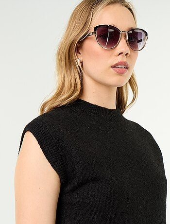 Pull sans manches en maille grosse jauge