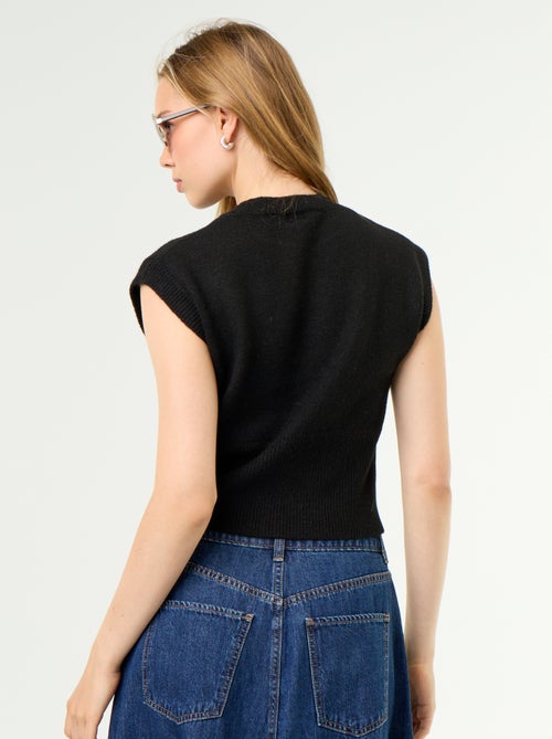 Pull sans manches en maille grosse jauge - Kiabi
