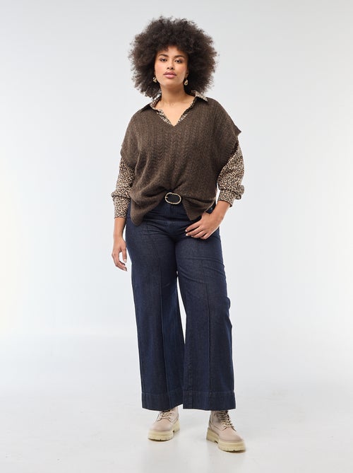 Pull sans manches en maille torsade grosse jauge - Kiabi